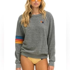 NWT AVIATOR NATION RUGBY STITCH CREW SWEATSHIRT - HEATHER GREY 2